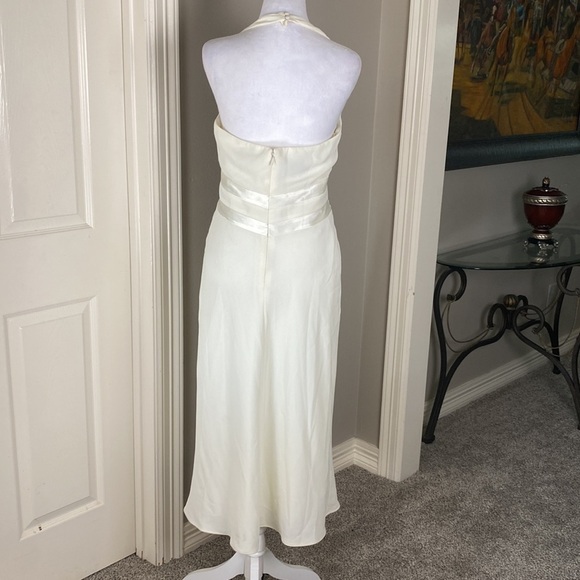 Evan Picone White Halter Beaded Cocktail Party Midi Dress size 8 - Picture 6 of 9